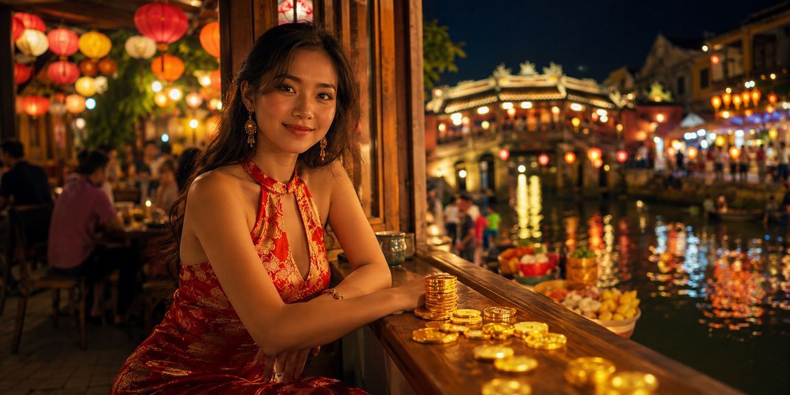 Người dùng tại Hội An nạp tiền thưởng vào tài khoản 1bq trong quán cà phê